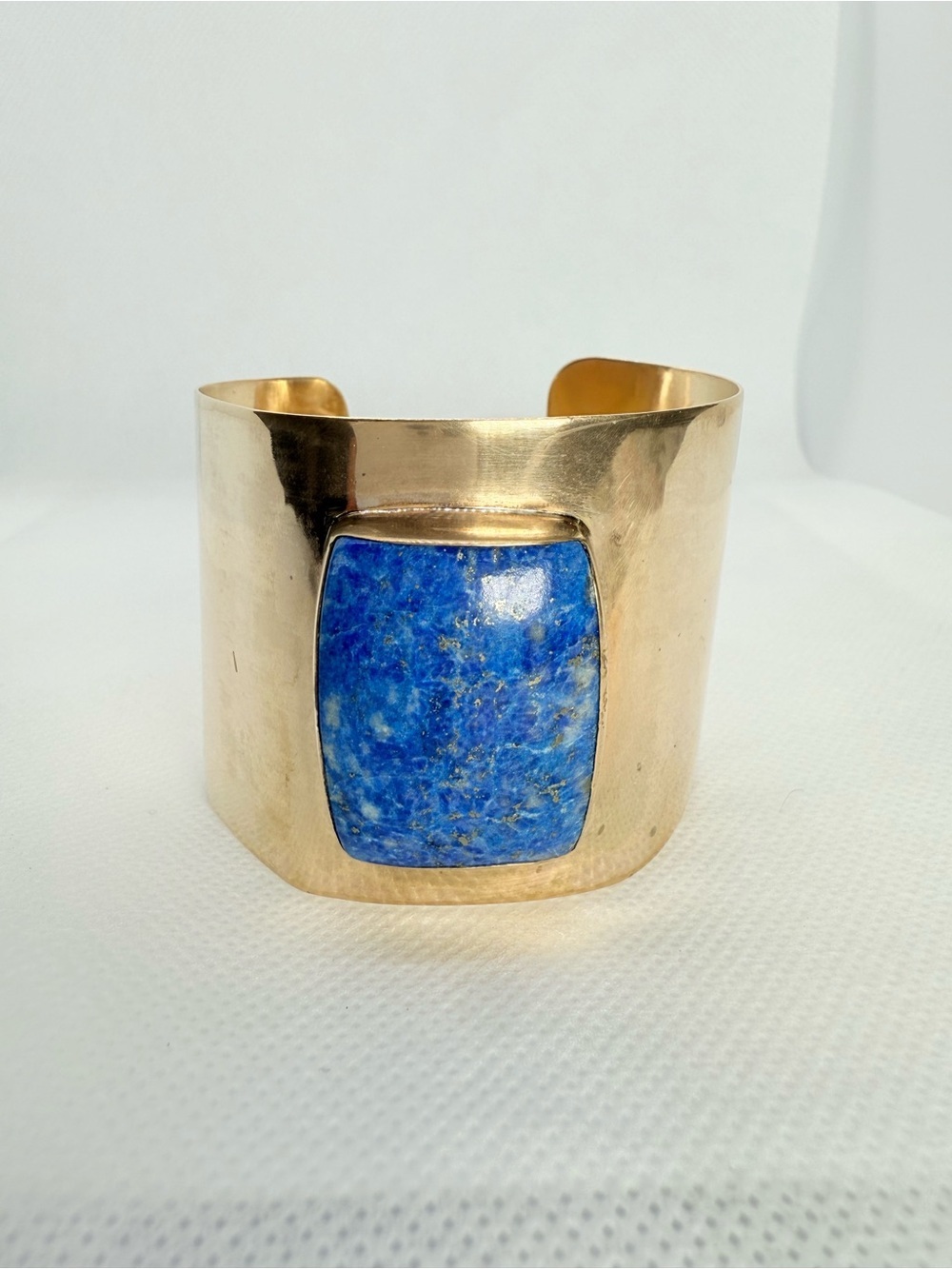 Vintage Artisan Lapis Lazuli Wide Copper Cuff Bracelet!